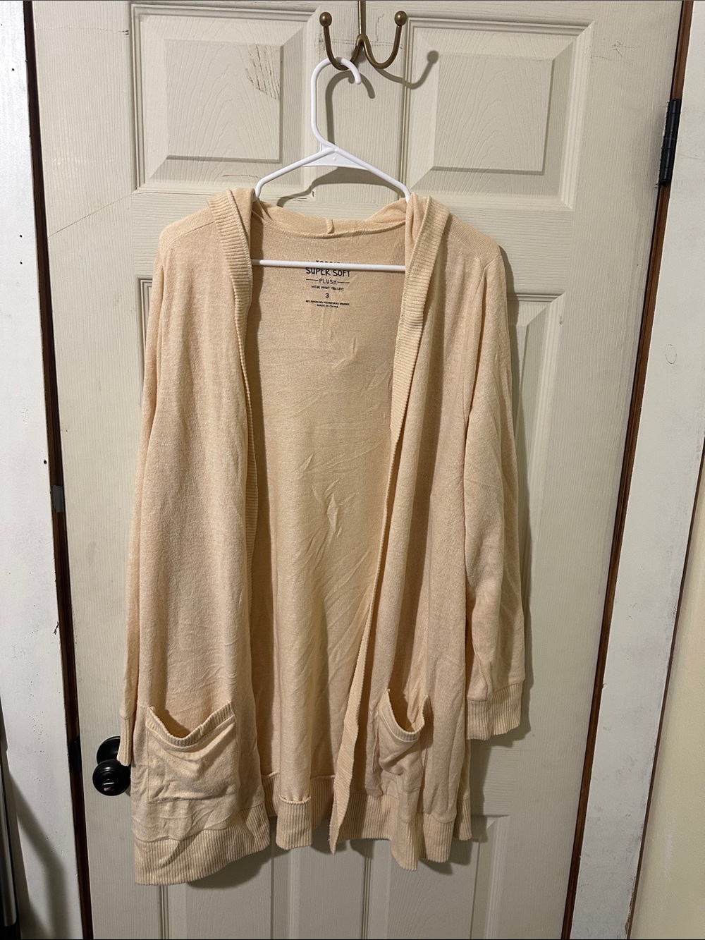 torrid Cream Hooded Open-Front Cardigan